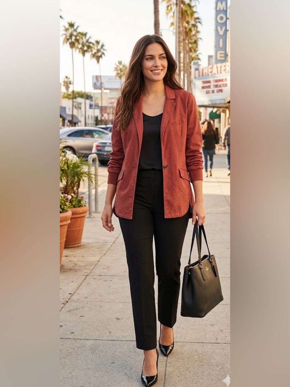 Anthropologie Brick Red Single-Button Blazer